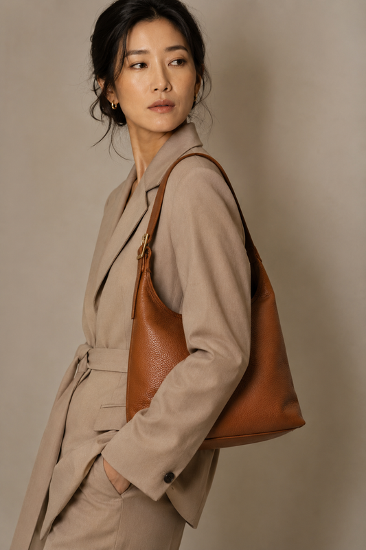 TIANA Sac porté épaule en cuir Camel