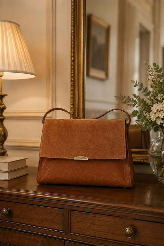 ANDRÉA Sac porté main en cuir Camel