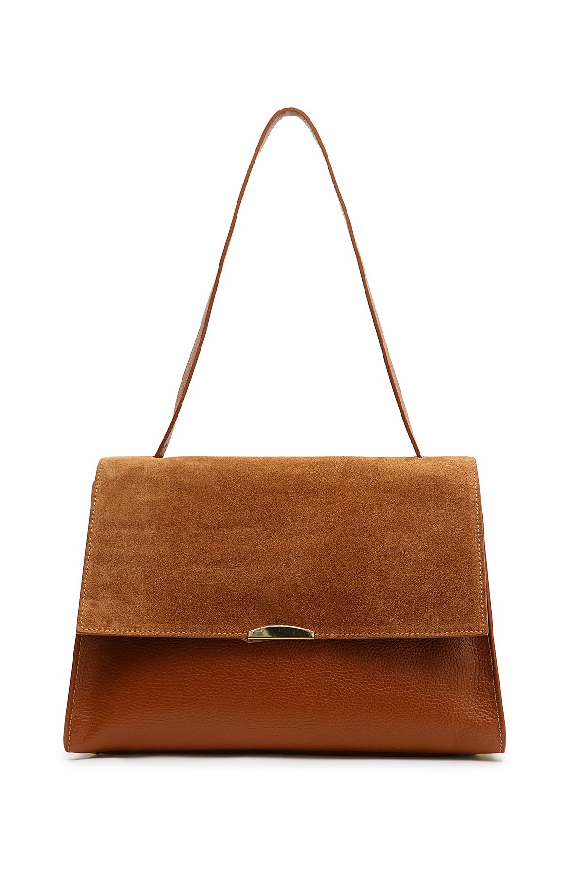ANDRÉA Sac porté main en cuir Camel