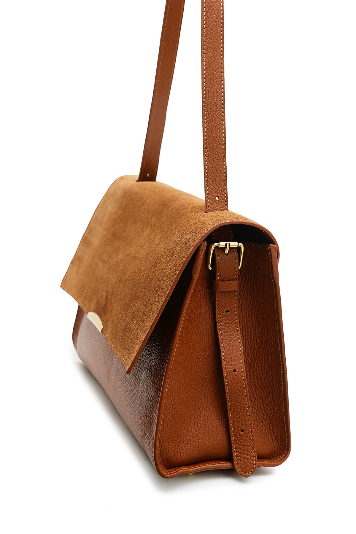 ANDRÉA Sac porté main en cuir Camel