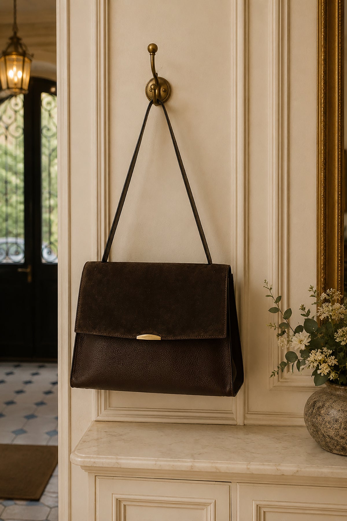 ANDRÉA Sac porté main en cuir Chocolat