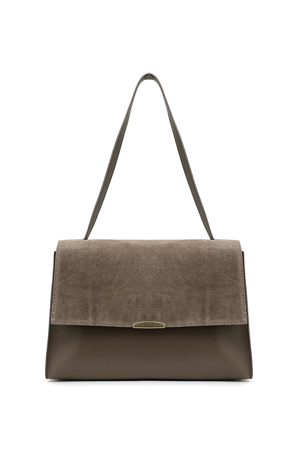 ANDRÉA Sac porté main en cuir Taupe