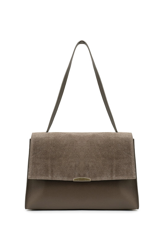 ANDRÉA Sac porté main en cuir Taupe