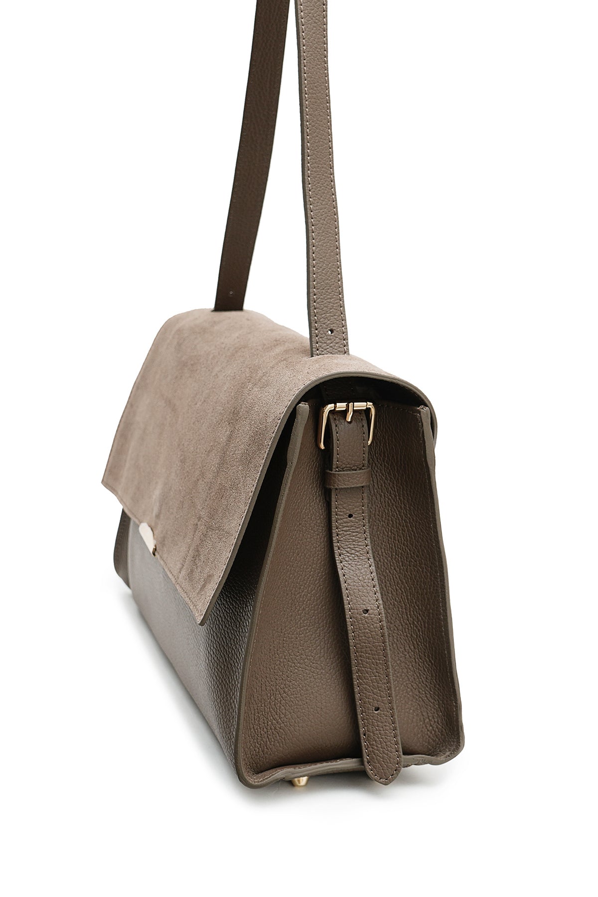 ANDRÉA Sac porté main en cuir Taupe