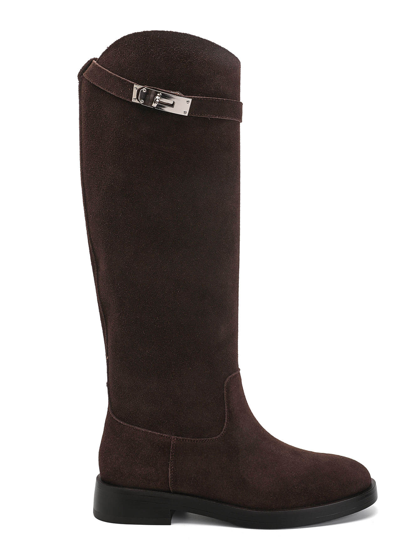 Bottes Cavalières en Suède Marron Chocolat - marron