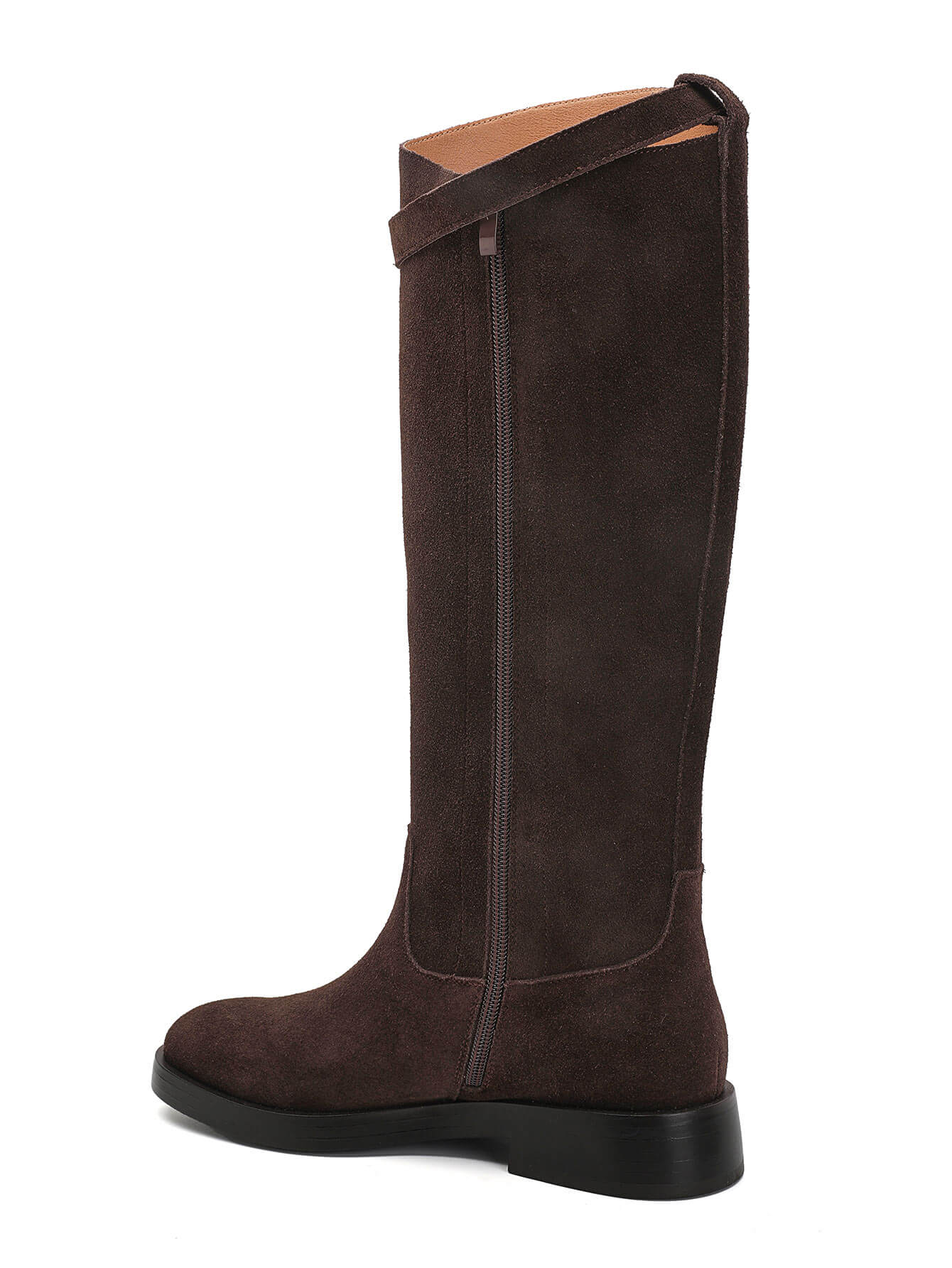 Bottes Cavalières en Suède Marron Chocolat - marron