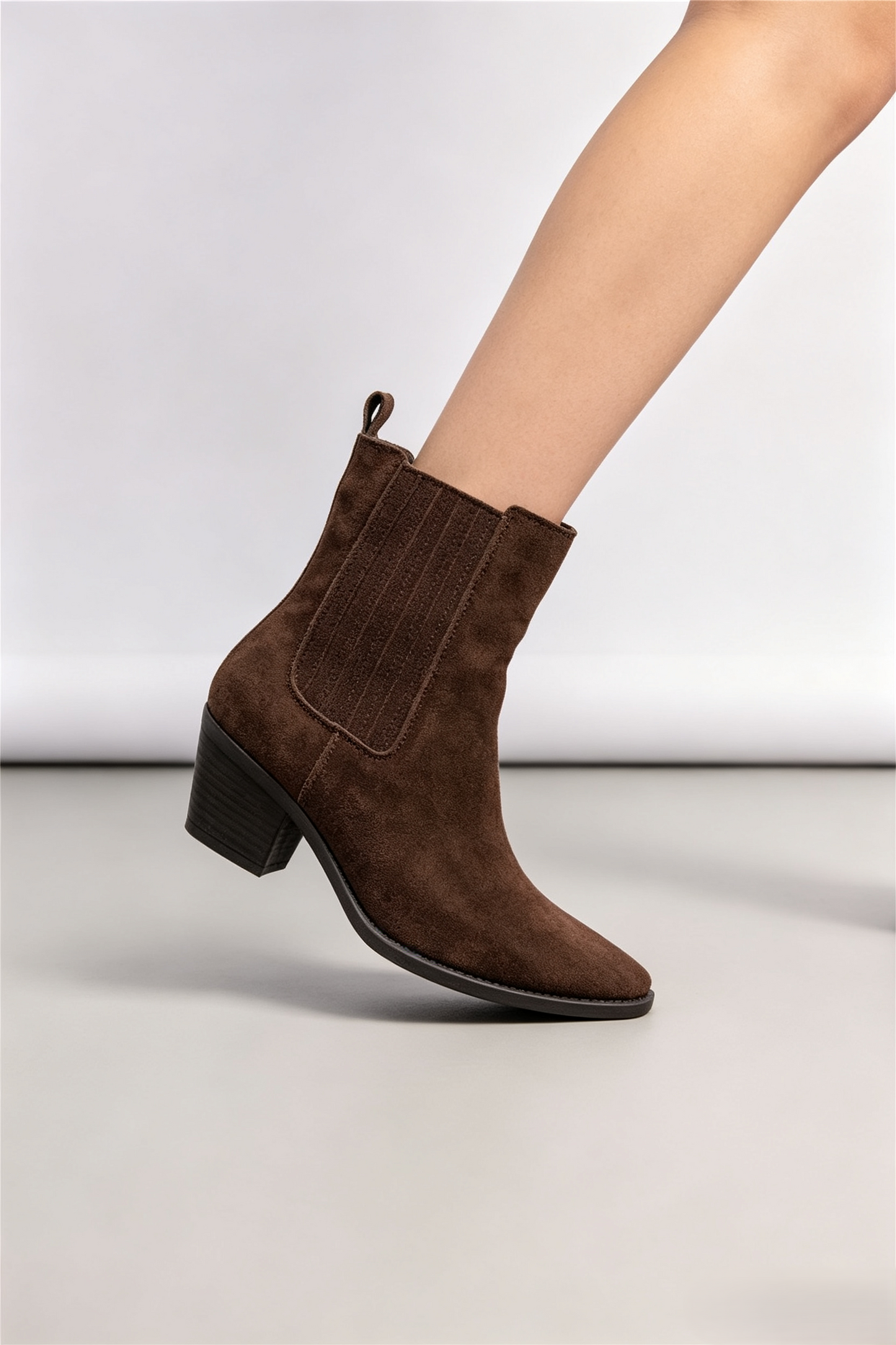 Bottines Santiags cuir nubuck - marron