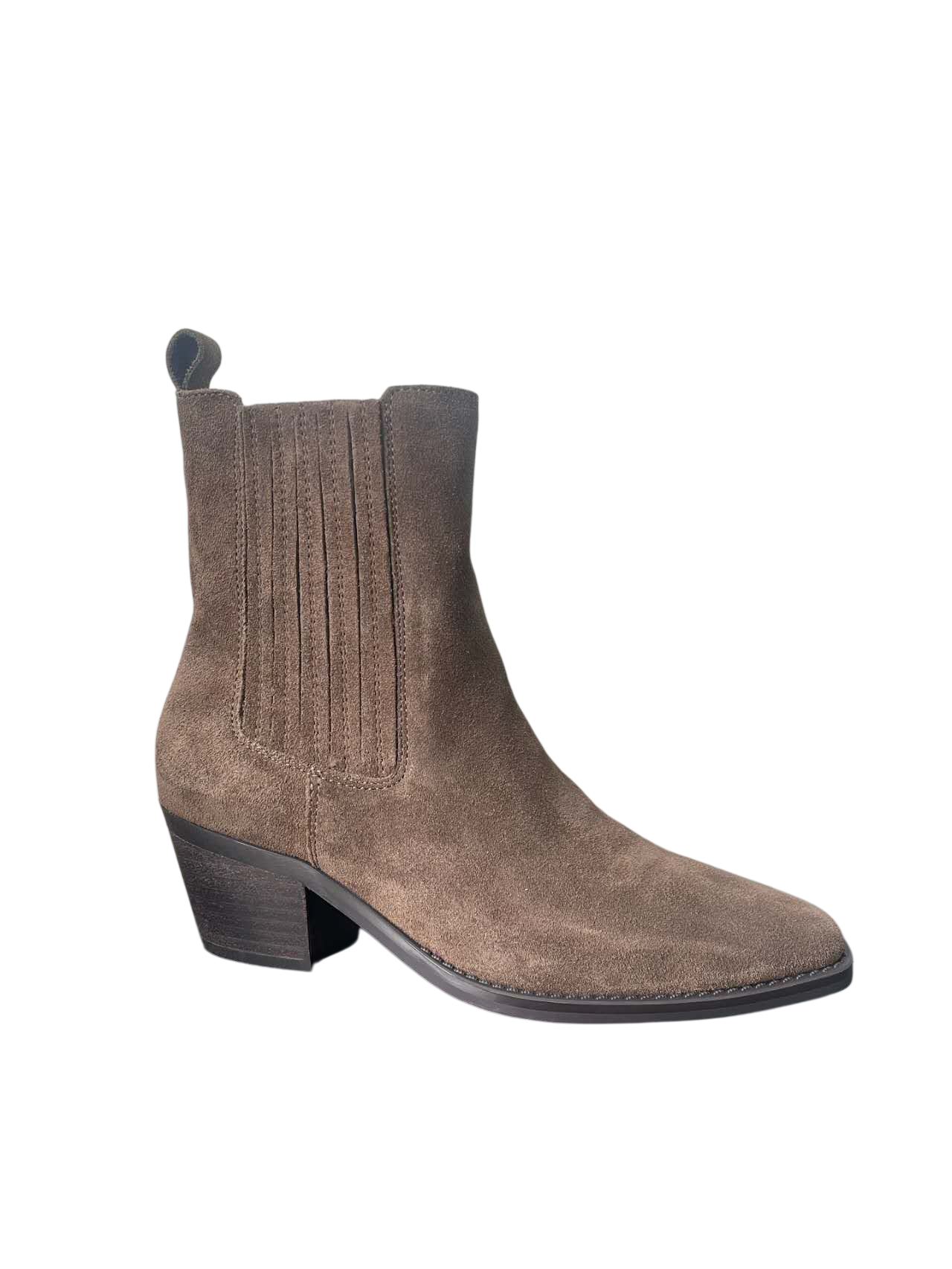 Bottines Santiags cuir nubuck - taupe