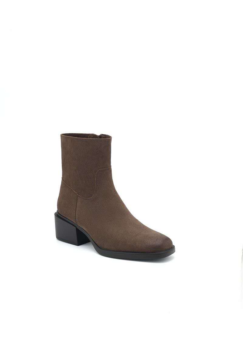Bottines Minimalistes en Cuir Suédé - taupe